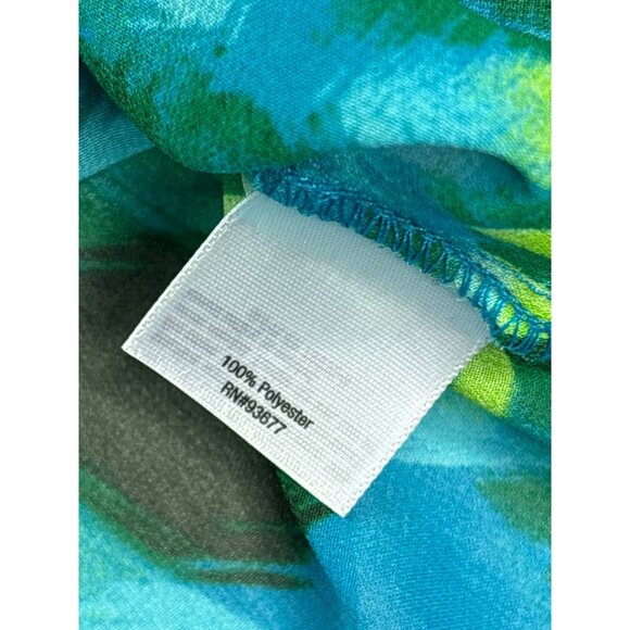 ANA Womens Tropical Print Blouse Top With Back Zipper Size L Sleeveless Sheer - Picture 4 of 5